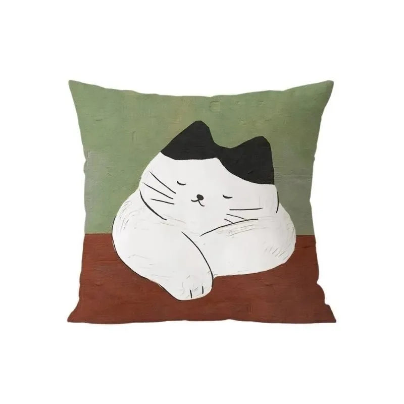 housse coussin moderne motif chats tulipes couleur unie polyester maison hospitalière 40x40cm 45x45cm