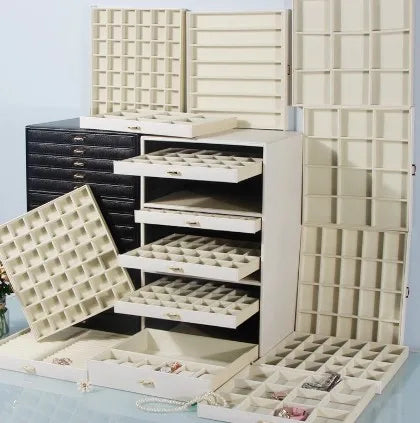 coffret bijoux moderne simili cuir noir blanc vert compartiments poignées dorées stockage sécurité