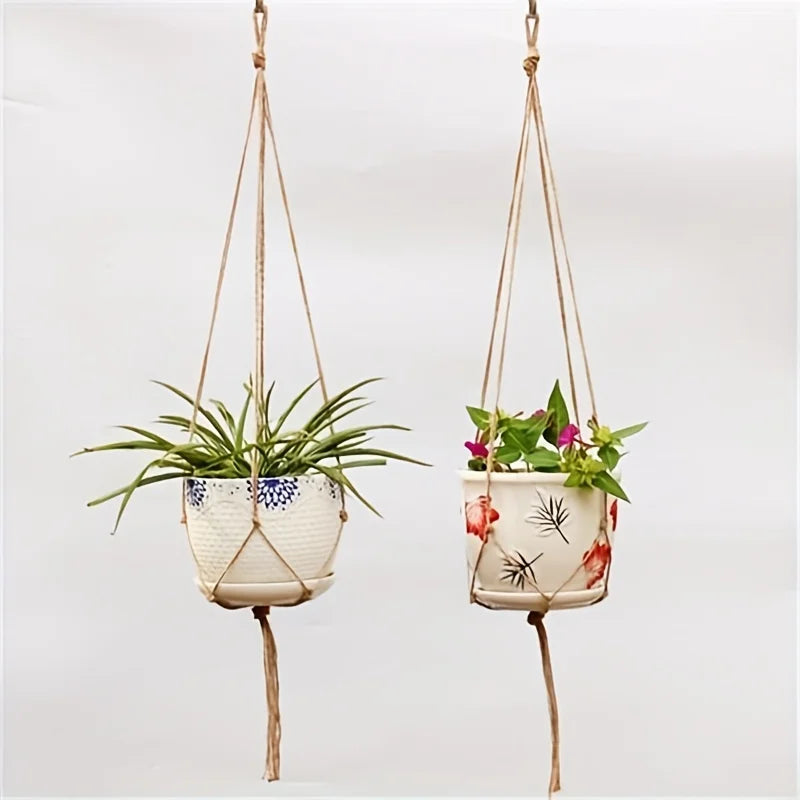 support plante suspendue macramé boho fibre végétale beige artisanalintérieurextérieur