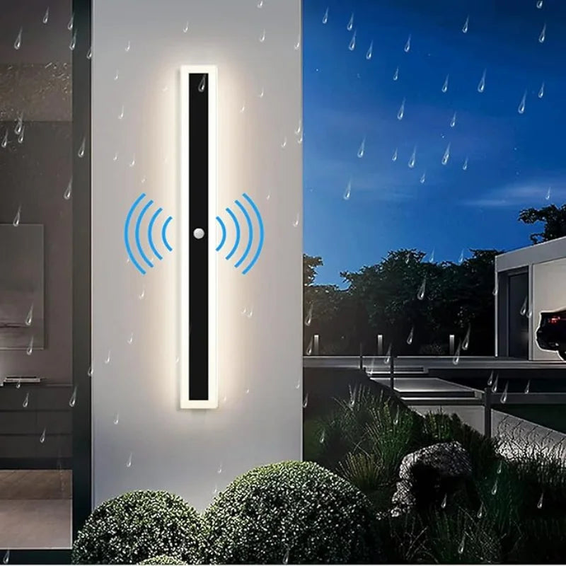lampe murale moderne led noir blanc détecteur mouvement abatjour acrylique base ferextérieur