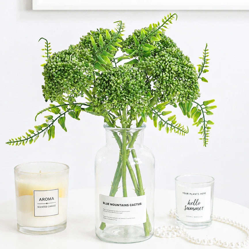 bouquet fleurs artificielles vertes moderne intérieur décoration naturelle sans entretien feuilles fines élégante maison