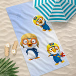 serviette plage microfibre enfant motif pororo séchage rapide grande douce blanche jaune bleu