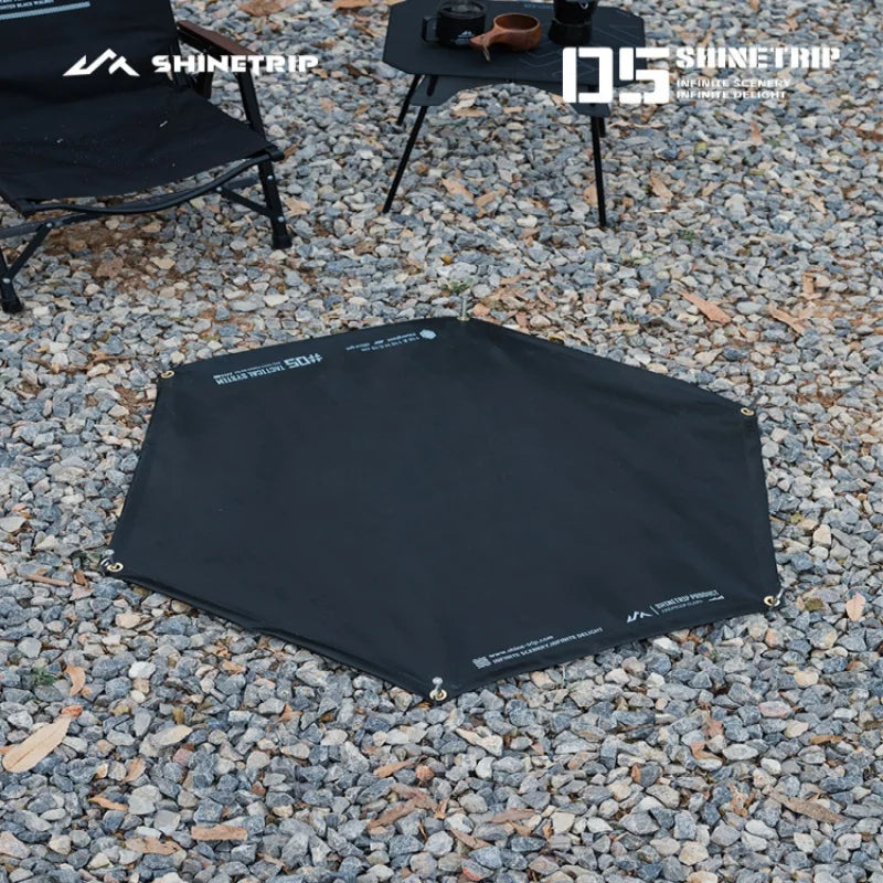 tapis sol résistant feu barbecue plein air isolant double face hexagonal noir métalliques