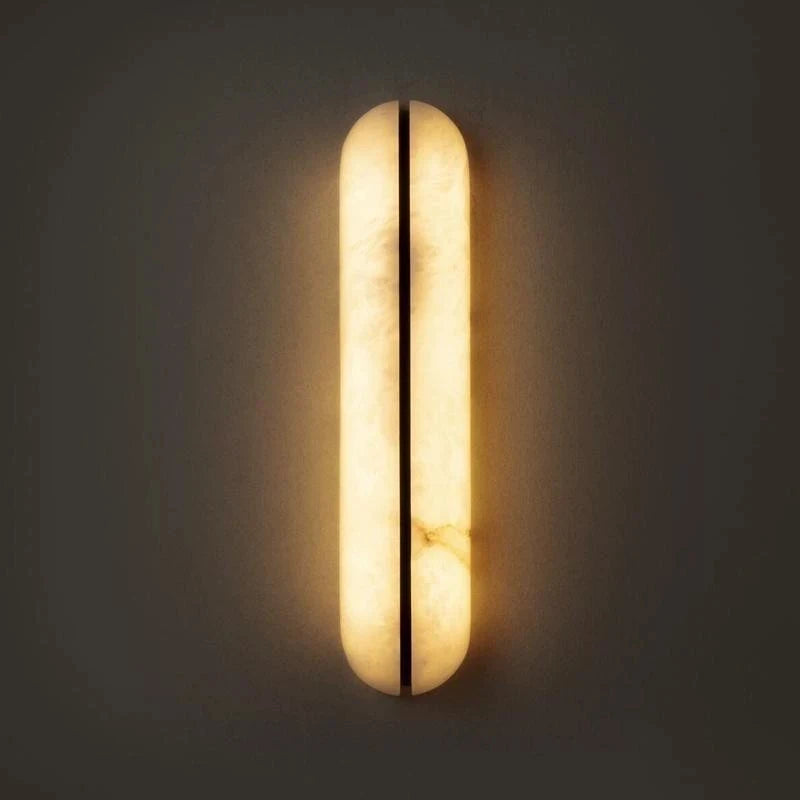 appliques murales modernes éclairage cuisine salle manger veines marbrées semi translucides lumière LED beige