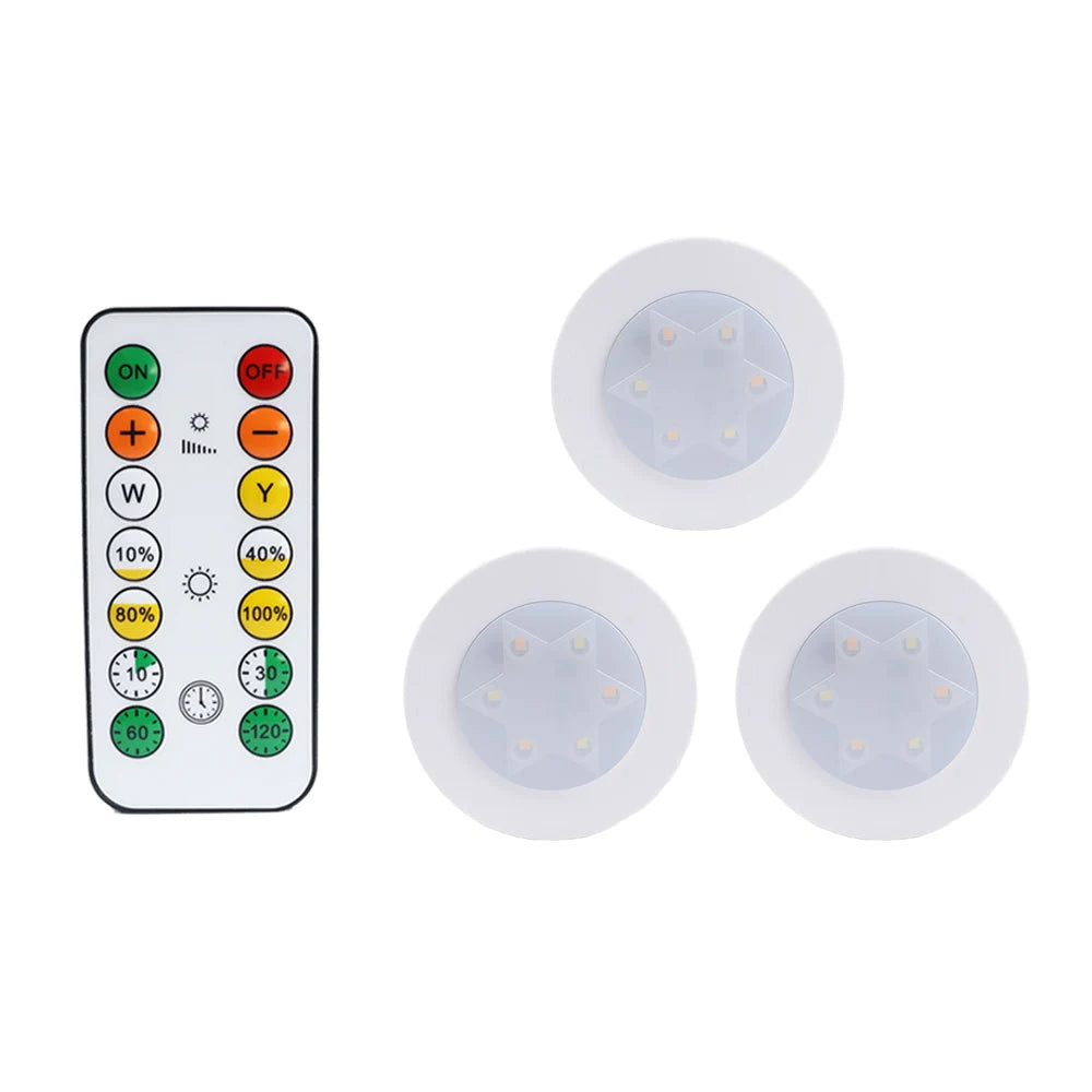lampe led ronde noir blanche télécommande éclairage nuit chambre placard rechargeable batterie sèche moderne