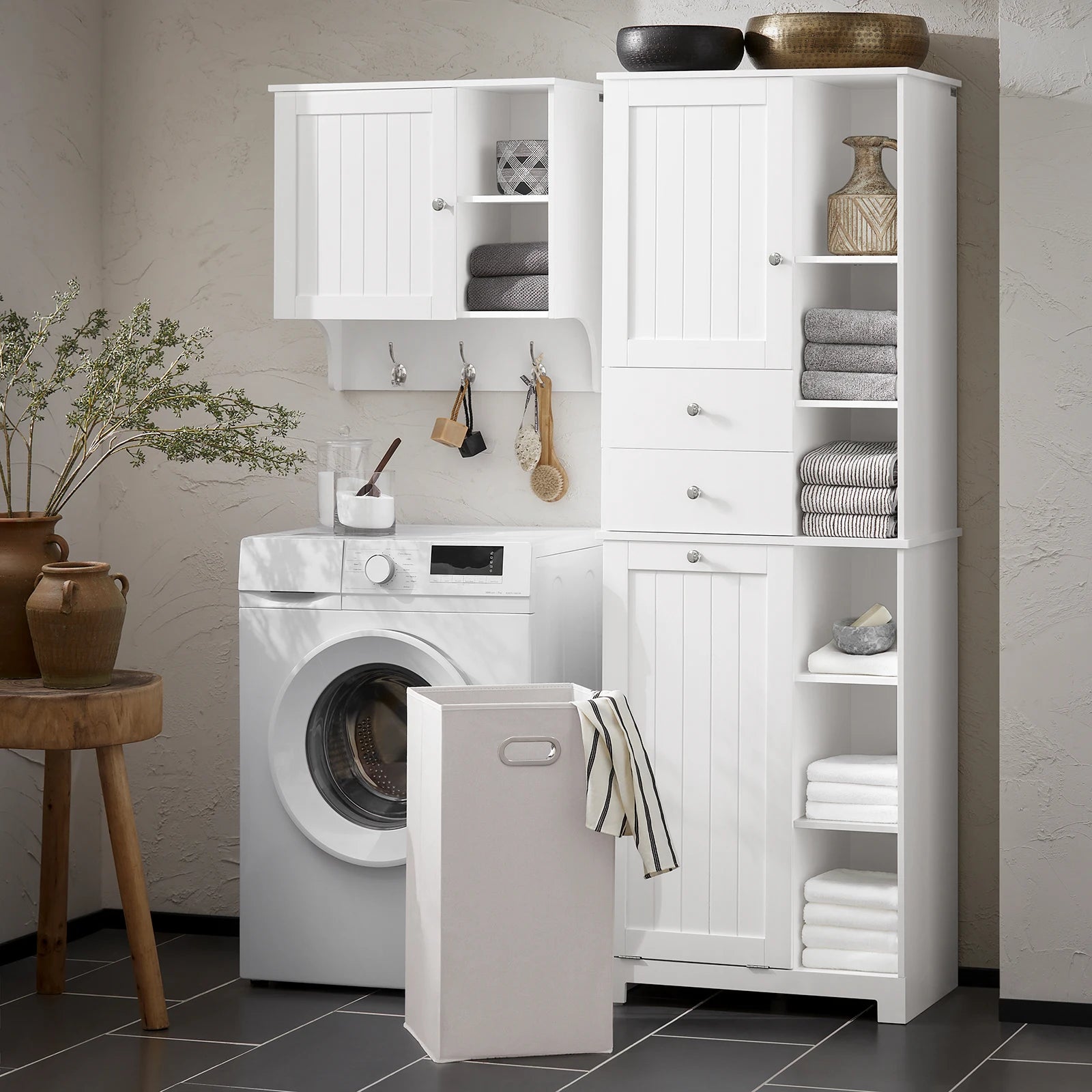 Armoire salle de bain grise dans un intérieur moderne - Perspective 3/4