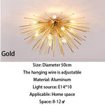 suspension lumineuse or moderne branches radiales ampoules incluses 55cm 65cm 70cm
