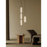 Suspension lumineuse moderne blanc doré rayures horizontales câble noir 6000k 4500k 3000k chambre salon