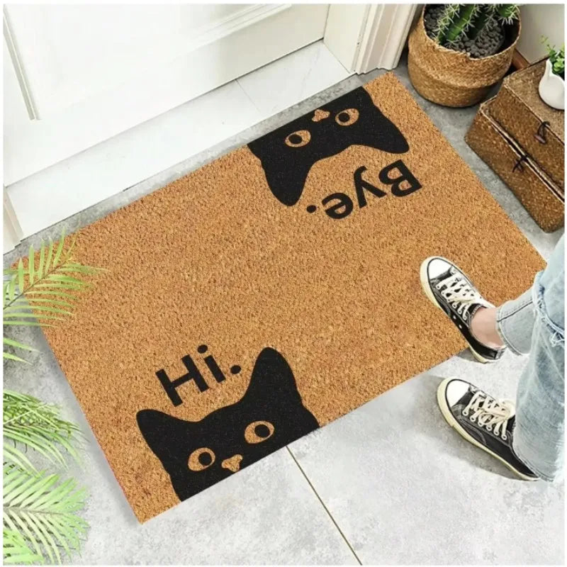 tapis d'entrée moderne chat noir hope you like cats antibactérie antidérapant salon bébés