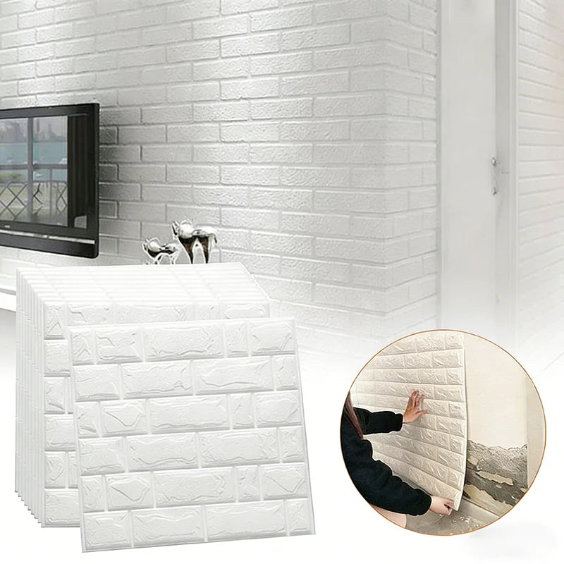 panneaux decoratifs mur blanc brique texture adhésif modernes résistants humidité isolation thermique