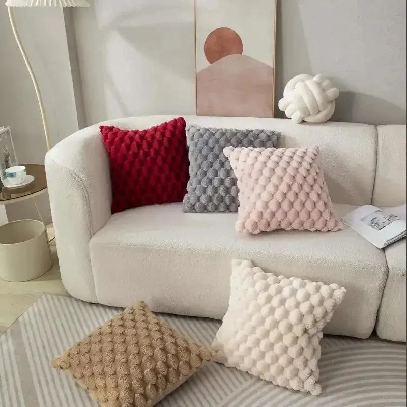 coussin décoratif moderne 45cm polyester solide rouge gris rose beige