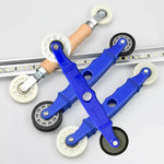 roulette rouleaux bleu caoutchouc noir blanc bande led pratique fixations vis