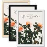 cadres photo modernes fleurs roses textes minimalistes noir blanc beige verre transparent trois pièces