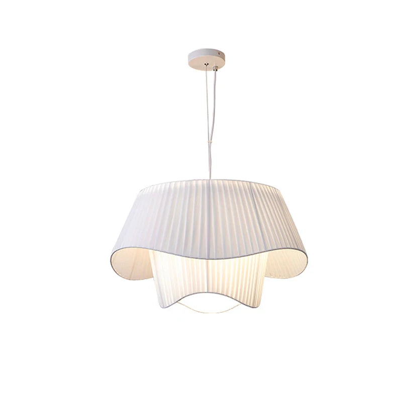 suspension lumineuse moderne tissu blanc plissé salon chambre salle manger