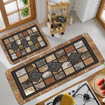tapis sol moderne marron beige gris carreaux géométriques antidérapant polyesterextérieur