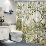 rideau douche floral vert beige blanc rose marron classique romantique résistant l'eau polyester hand