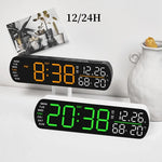 horloge numérique moderne écran led noir vert blanc réglable calendrier double alarme compteur