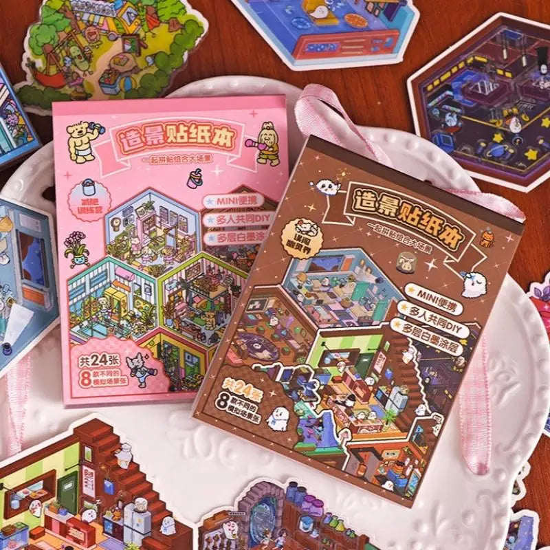 sticker book colorful urban illustrations children cartoon characters paper stickers included
