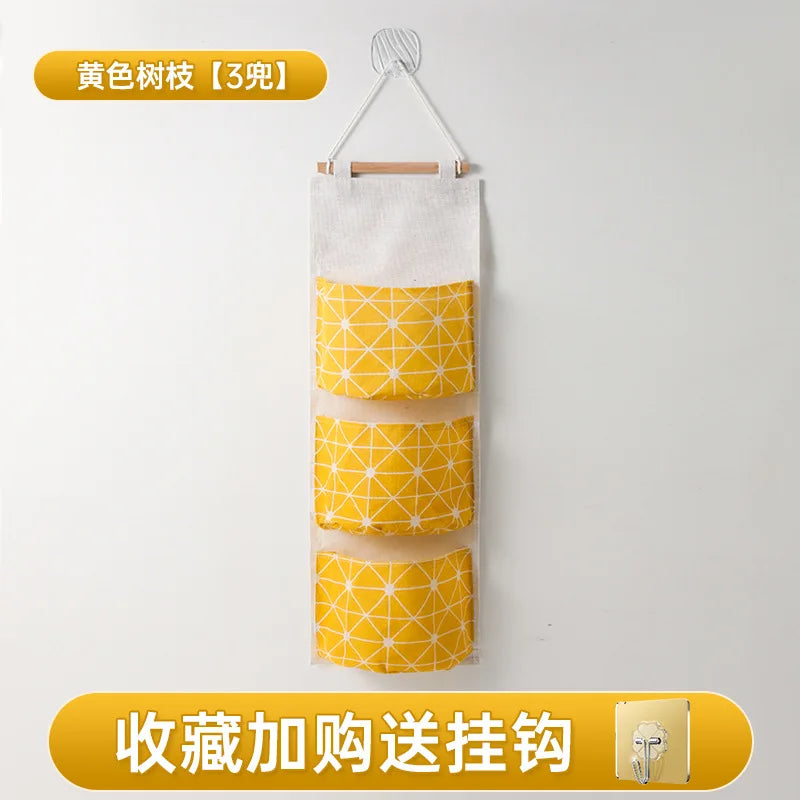 sac rangement mural multiple poches clips magnétiques beige jaune organisation moderne poches utilitaires porte