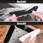 tapis sol antidérapant réutilisable lavable adhésif moelleux géométrique moderne gris noir