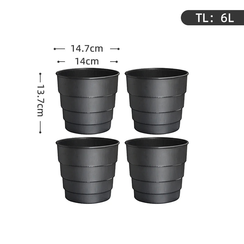 pots fleurs plastique blanc rayures modernes contrôleur racines 14cm 17cm 21cm pack pièces