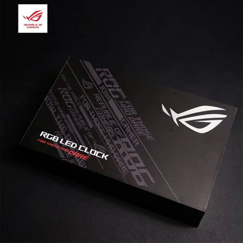 horloge led rgb asus rog noir blanc bois logo motifs transparent moderne