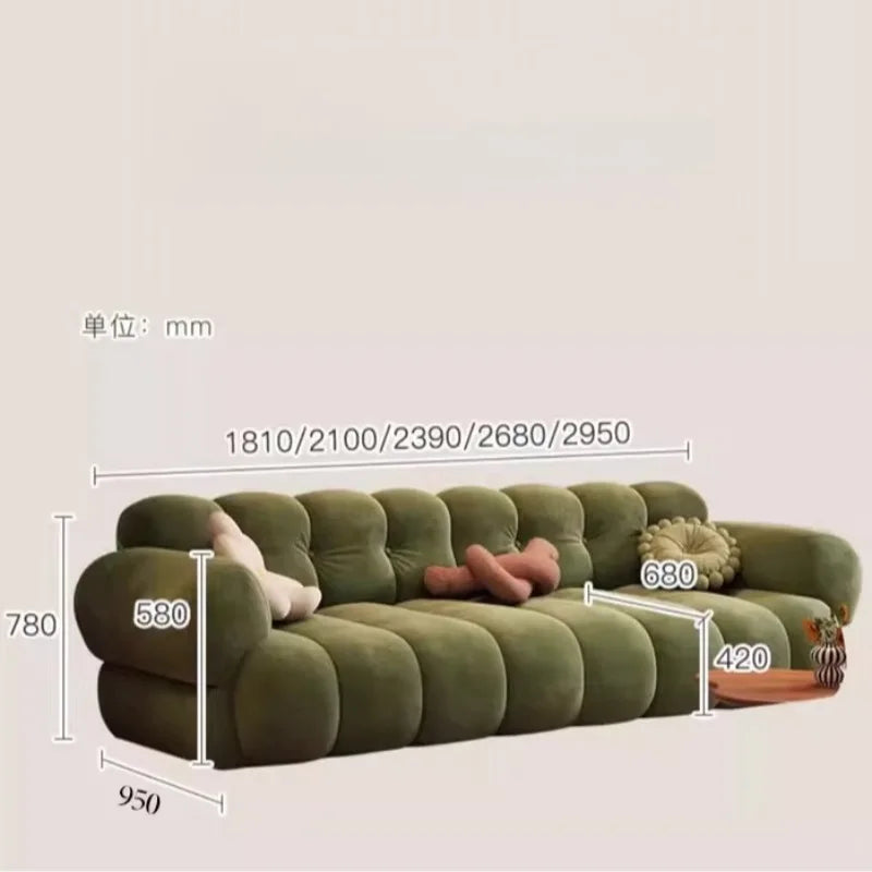 canapé moderne velours beige marron olive salon contemporain coussins différentes tailles