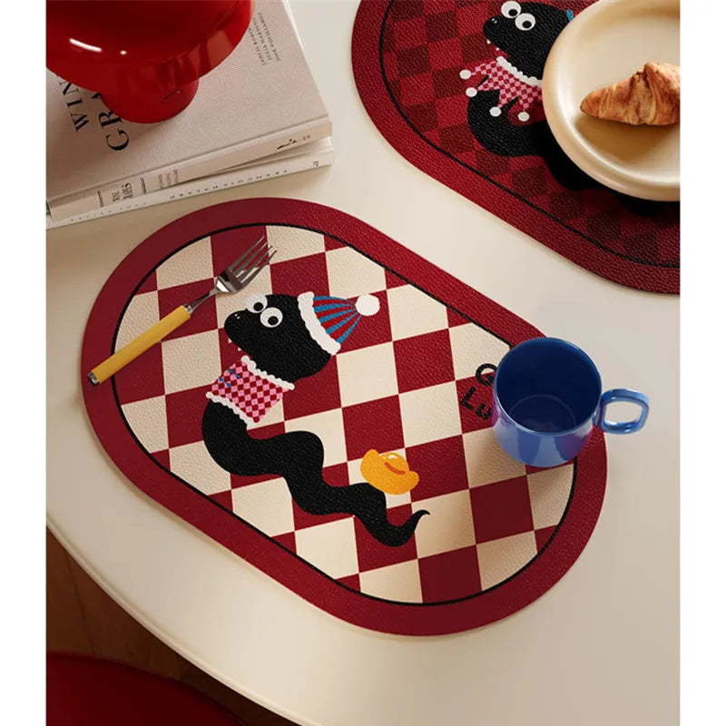 lot tapis table rectangulaires modernes motif chien rayures beige violet