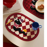 lot tapis table rectangulaires modernes motif chien rayures beige violet