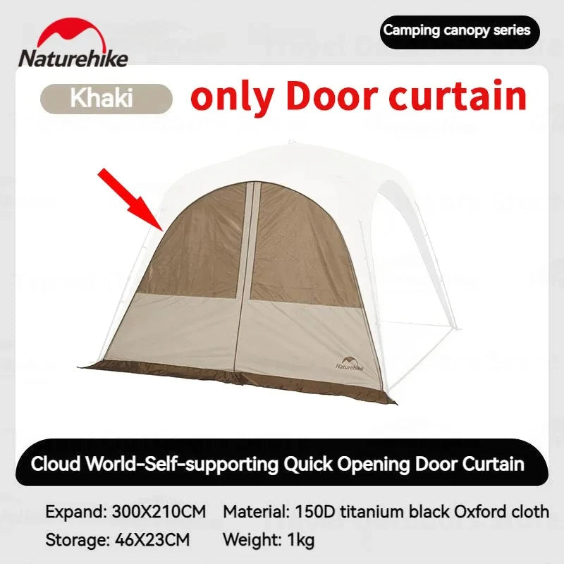 tente camping abri autoportant rideau porte bâche sol connecteurs kaki blanc marron foncé