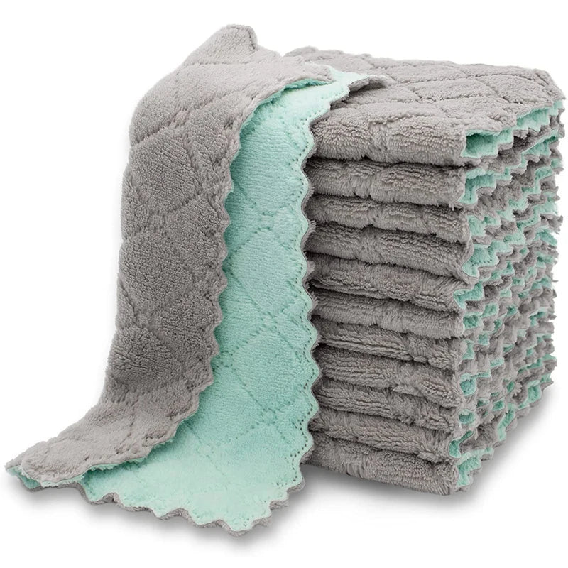 serviettes cuisine microfibre rose gris vert absorbantes double face utilitaires modernes