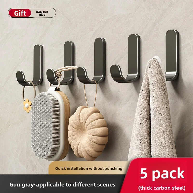 crochets adhésifs porte sacs porte clés acier carbone noir modernes minimalistes maison salle bain