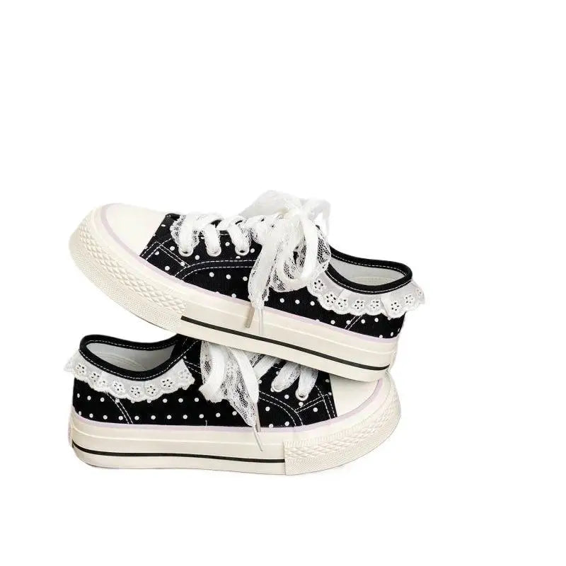 chaussures toile femmes noires blanches imprimées animaux lacets dentelle blanche casual été respirantes légères