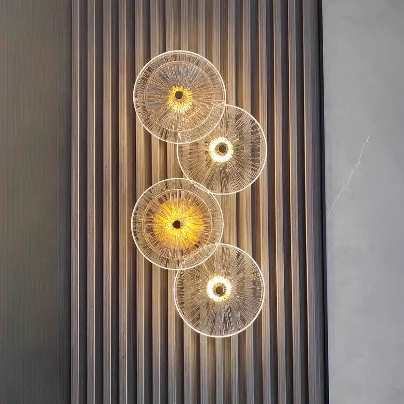 applique murale moderne dorée transparente éclairage led chambre salon deco radial