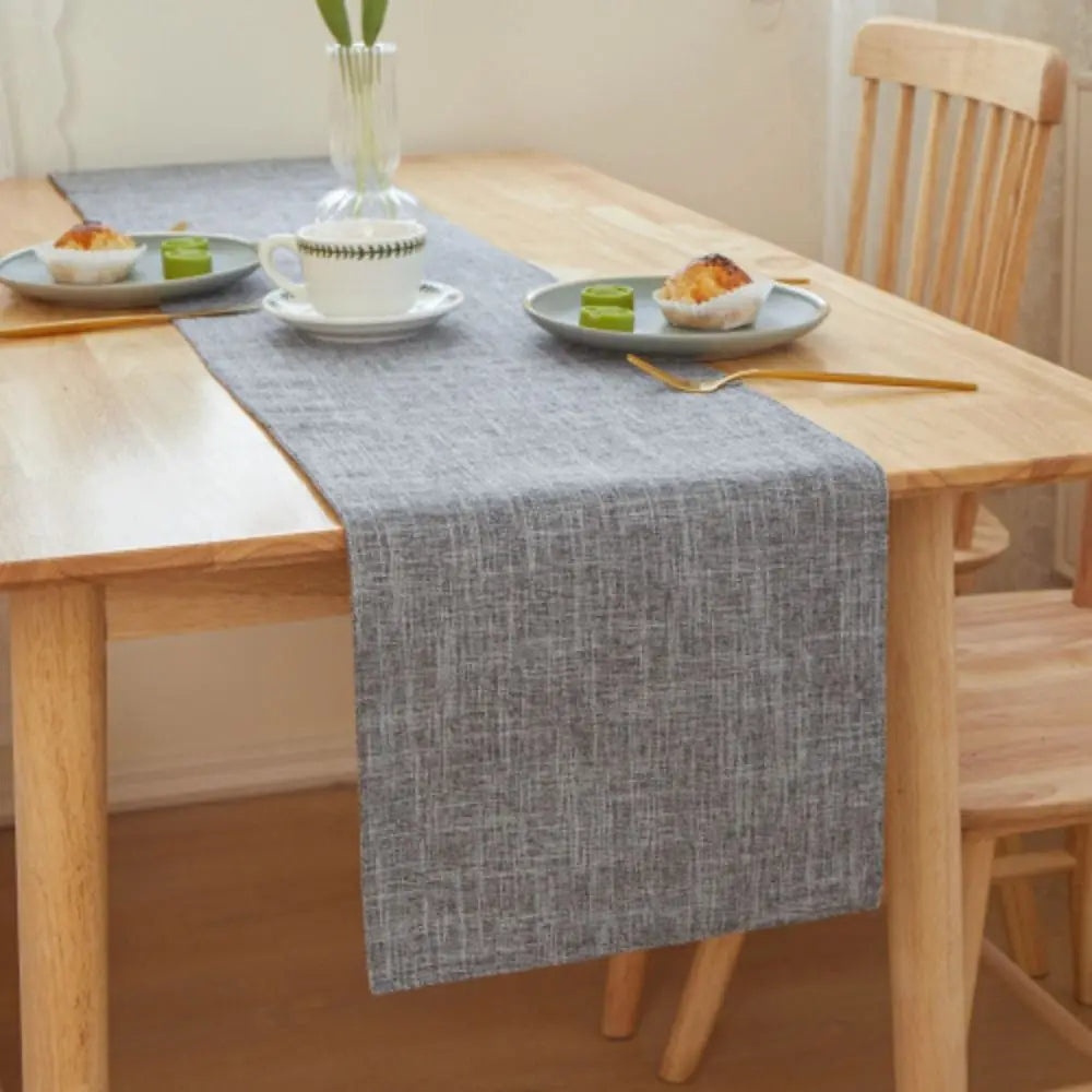 nappe lin texturée gris rouge bleu vert orange moderne décoration intérieure table assiettes thé