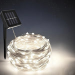 guirlande lumineuse solaire extérieur blanc chaud fil cuivre led jardin terrasse décoration nuit étanche