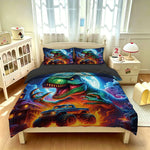 ensemble literie dinosaure bleu taies oreiller lit enfant fantastique graphique