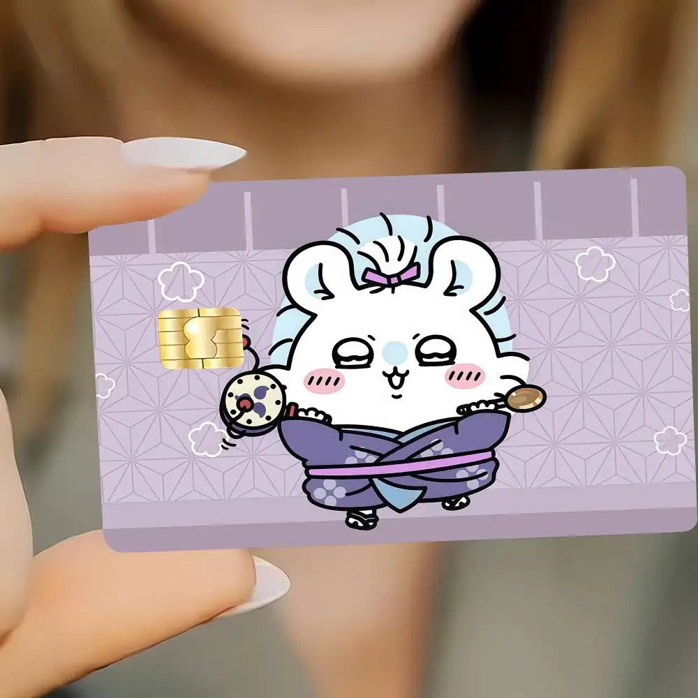 autocollants carte credit dessin anime kawaii motifs alimentaires bordures colorées