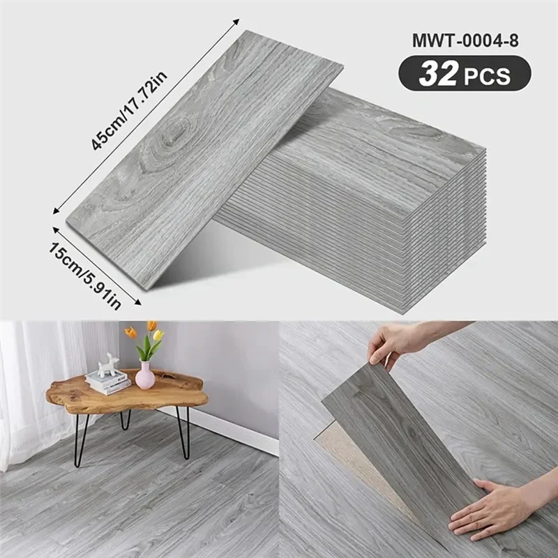 revêtement auto adhésif sol imitation bois grain bois 32 pièces résistant l'eau moderne