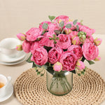 bouquet fleurs artificielles soie pivoine decoration maison elegante anniversaire mariage baby shower intérieur