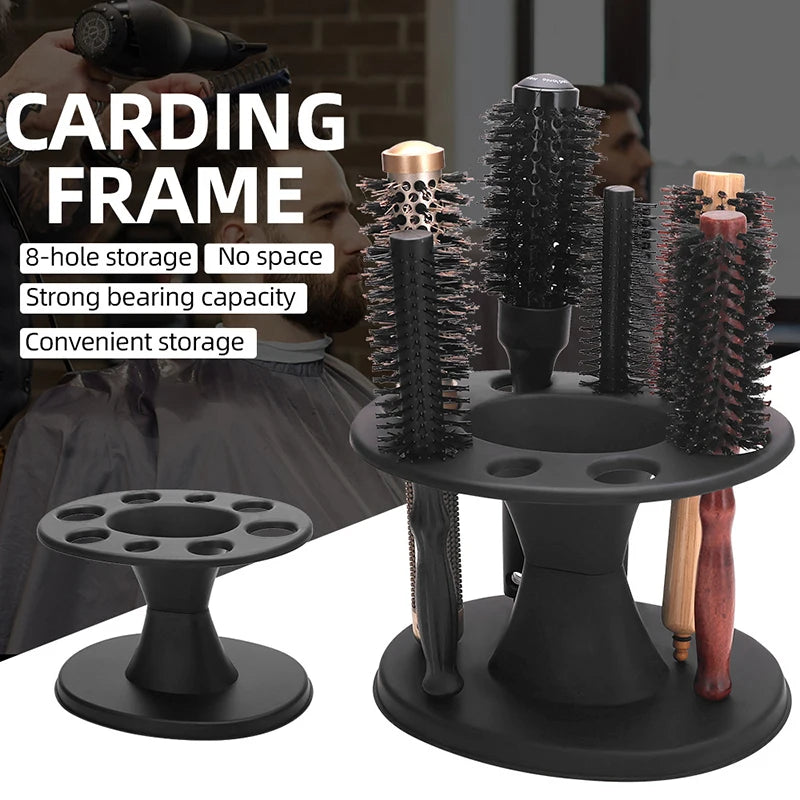 organisateur outils coiffure noir emplacements brosses peignes moderne minimaliste plastique rangement