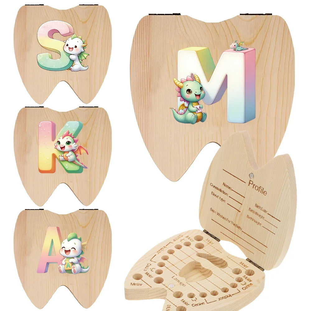 boîte dents bois naturelle emplacements dents lait informations bébé