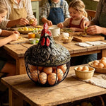 panier rangement œufs forme poulet métal rustique multiusage noir blanc texturé