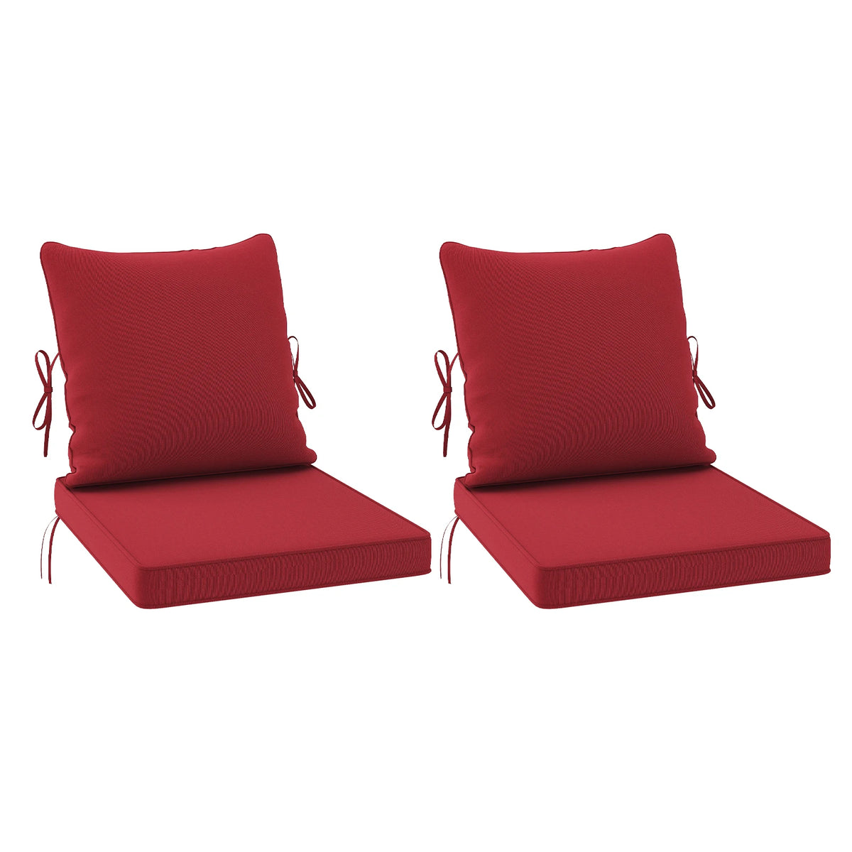 coussin d'assise extérieur moderne rouge uni 24 pouces rubans fixation garnissage opaquet patio canapé
