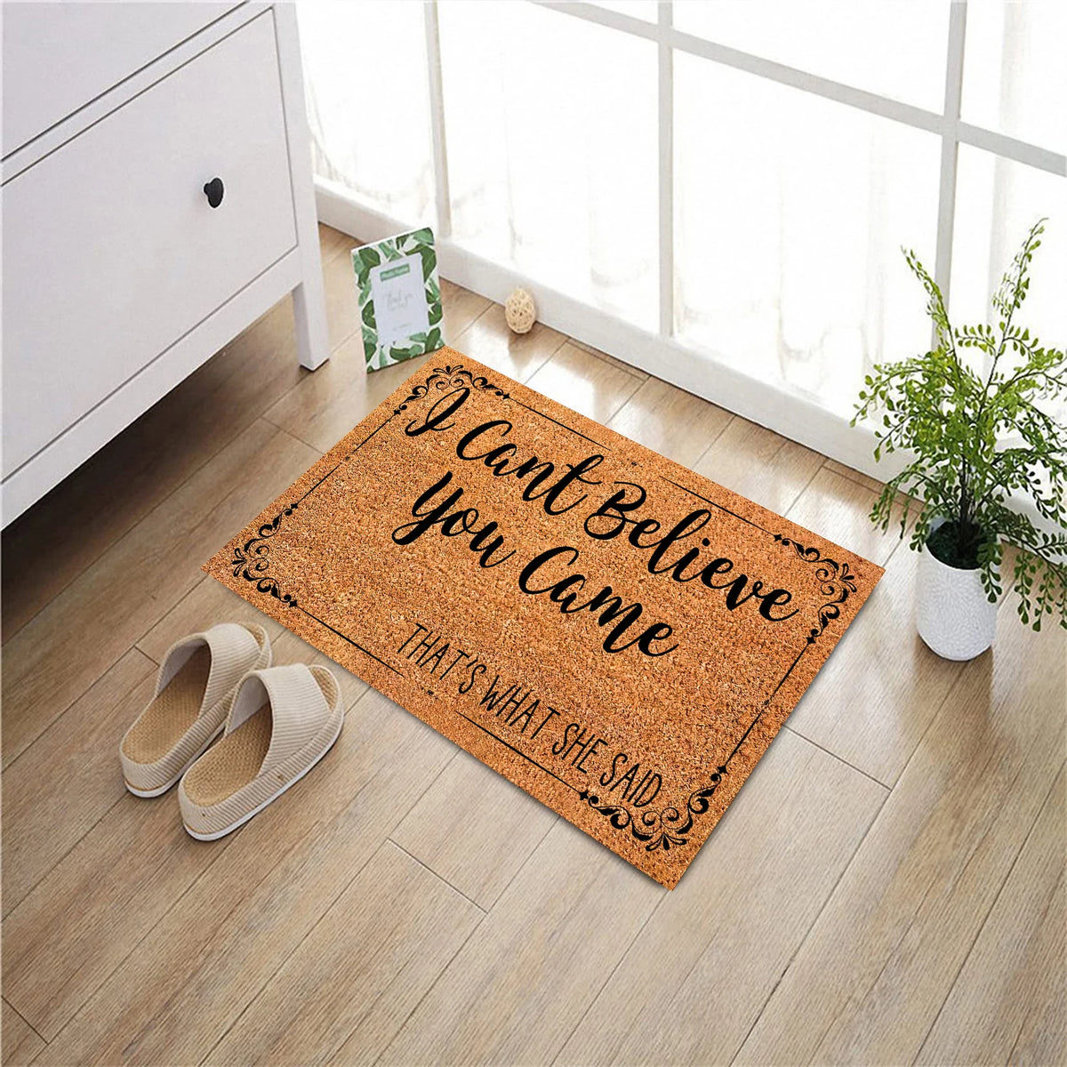 tapis d'entrée marron clair motif floral antidérapant résistant intempéries porte sol