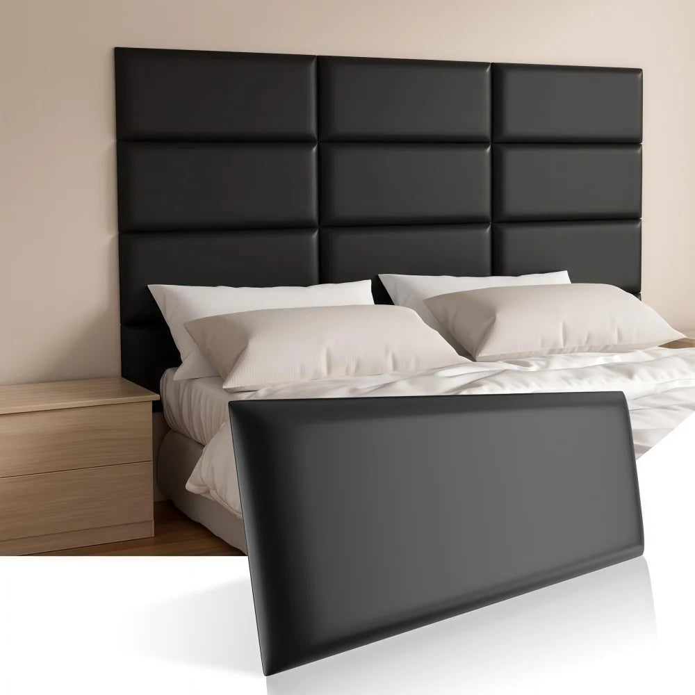 tête lit moderne noire 50cm 20cm panneau rectangulaire autocollant chambre coucher salon