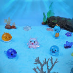 ornement lumineux dessin animé figurines animaux transparentes motifs colorés résine finition mat cartoon miniature