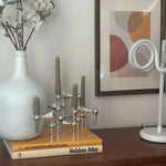 Support bougie argenté moderne modular géométrique contemporain décoration table mariage