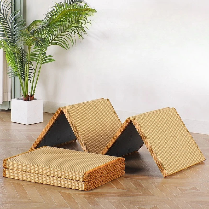 tapis pliable fibre noix coco beige moderne texture paille minimaliste respirant polyvalent support sieste
