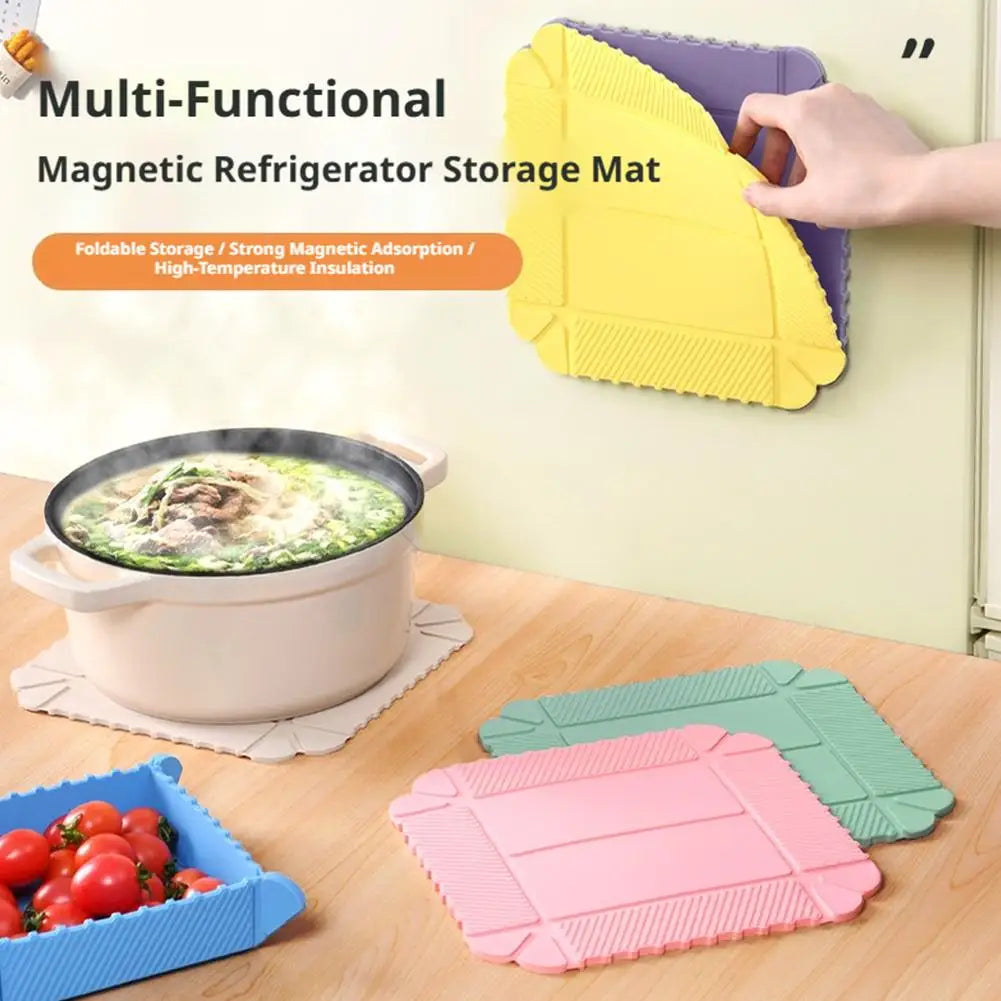 plateau rangement pliable moderne vert rose bleu violet blanc rayures horizontales silicone aimant